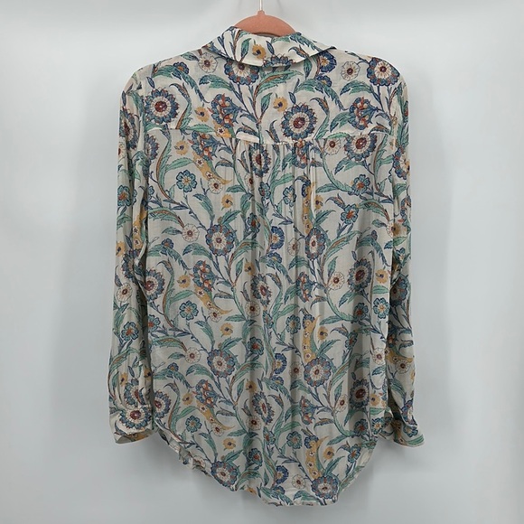 Pilcro Cream and Blue Long Sleeve Button Down Collar Shirt size XSmall - Picture 2 of 11